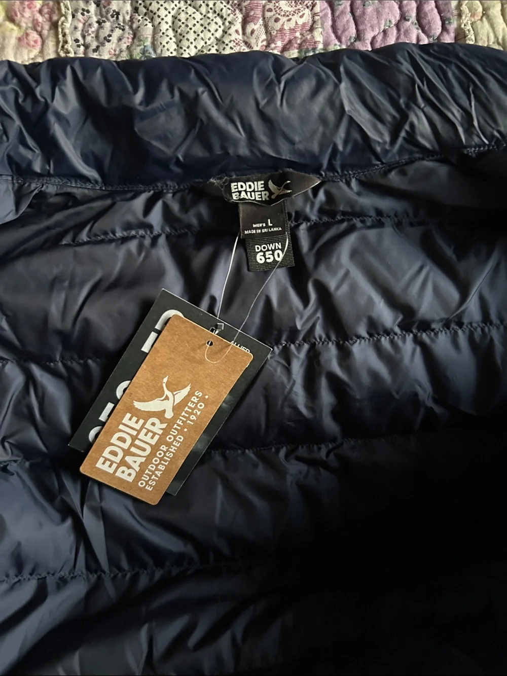 Eddie Bauer Men's Dark Navy Quilted Down Puffer Jacket